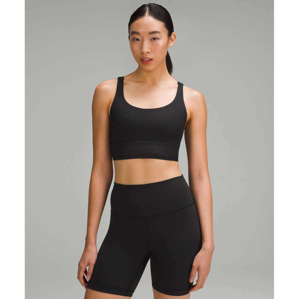 Lululemon Energy Ribbed Longline Bra Medium Support, B–D Cups Black / Black 4